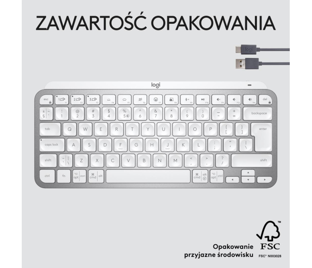 LOGITECH Klawiatura bezprzewodowa MX Keys Mini 920-010499 jasnoszara - 680463 - zdjęcie 7